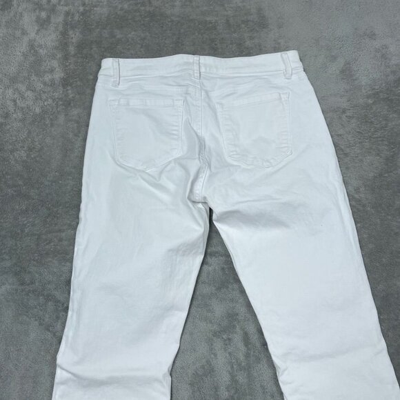 Ann Taylor LOFT 29/8 Womens White Curvy Crop Jeans Frayed Hem a0944 - Picture 10 of 11